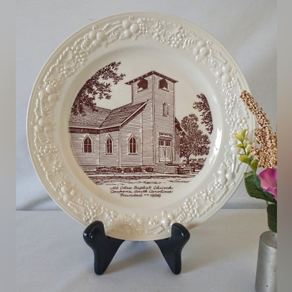 Homer Laughlin Eggshell Theme Plate - 1954/55 - "Mt. Olive Babtist" - Cowpens SC - Picture 2 of 9